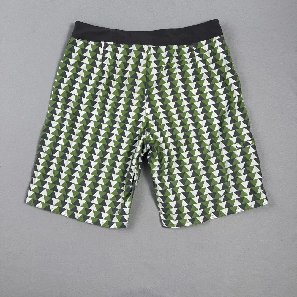 Jedidiah Men’s Board Shorts‎ Size 34 Green Gray Triangle Surf Swim USA